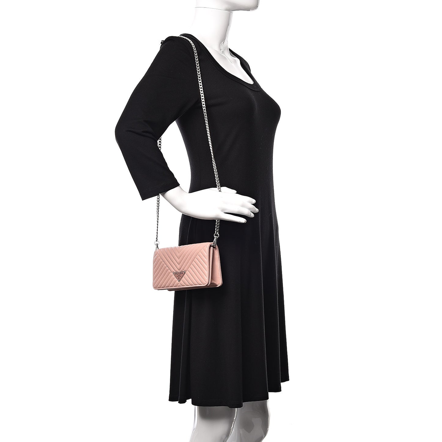Nappa Mini Impunture Bandoliera Chain Crossbody Bag Orchidea