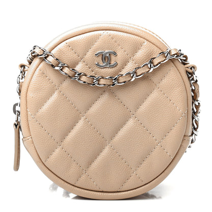 Chanel Caviar Quilted Round Clutch With Chain Beige 1 of 4