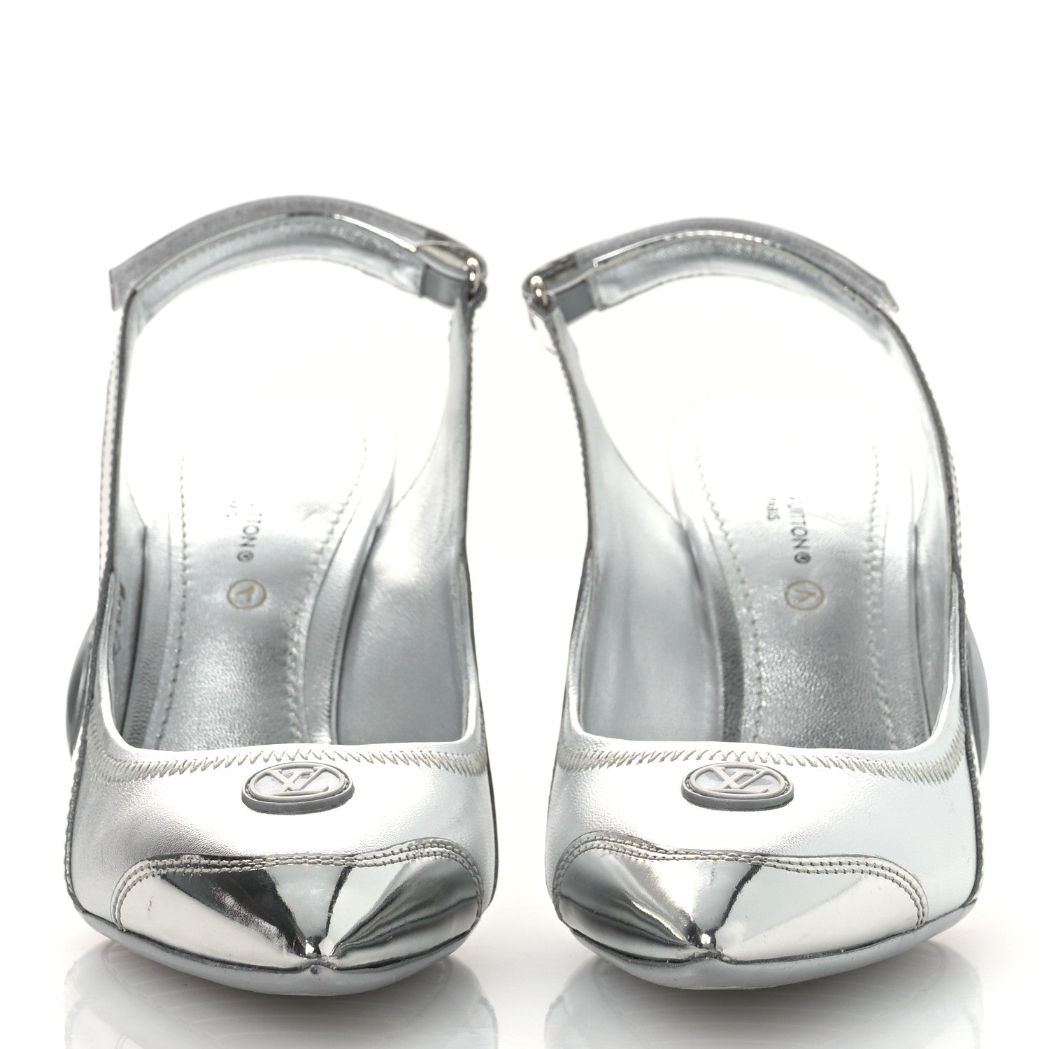 Louis Vuitton Metallic Lambskin Archlight Slingback Pumps 37 Argent 3 of 12