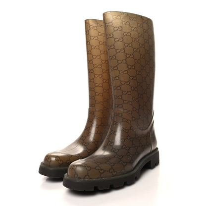 Gucci Rubber Monogram Edinburg Rain Boots 38 Transparent Cocoa 3 of 8