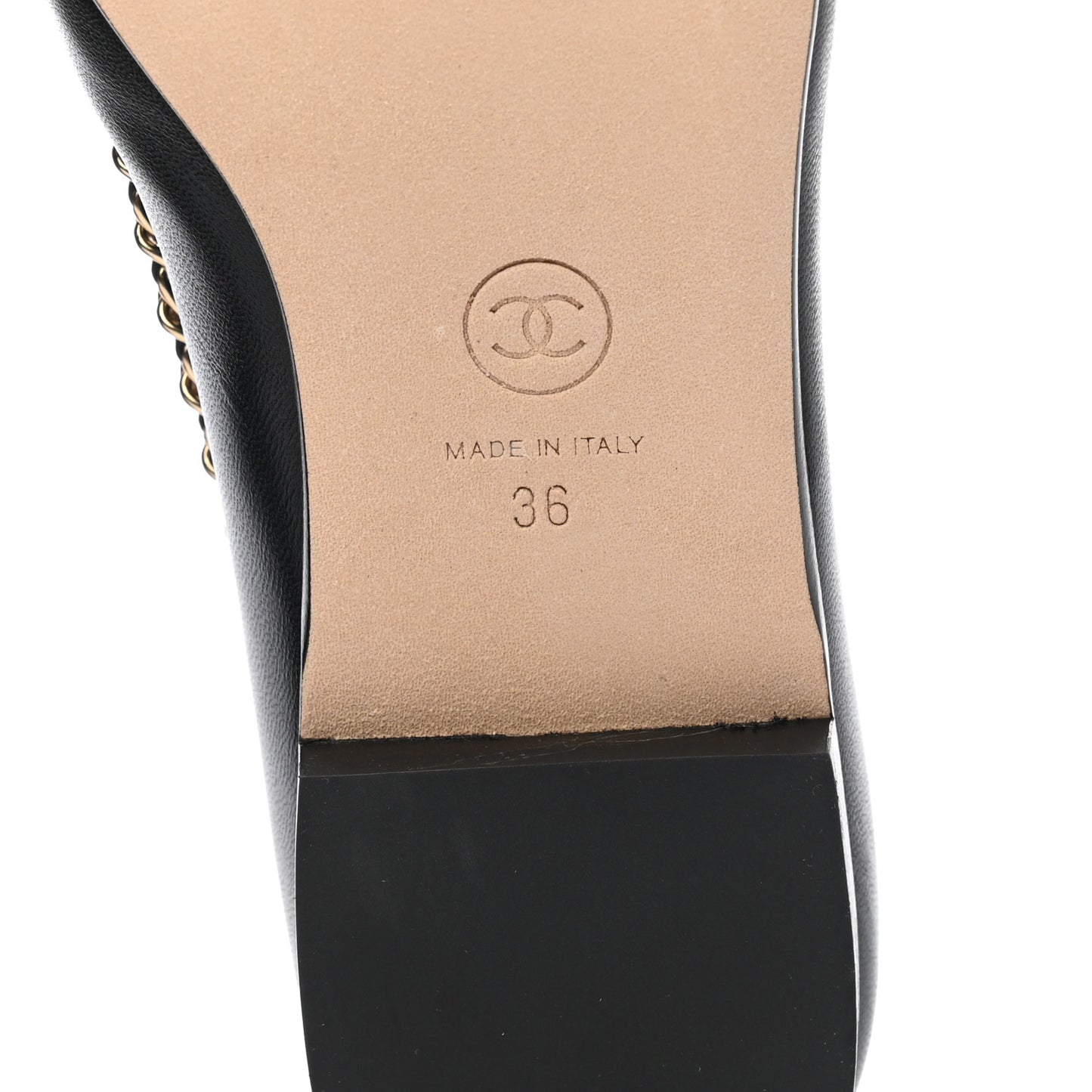 Lambskin CC Chain Mocassin Loafers 36 Black