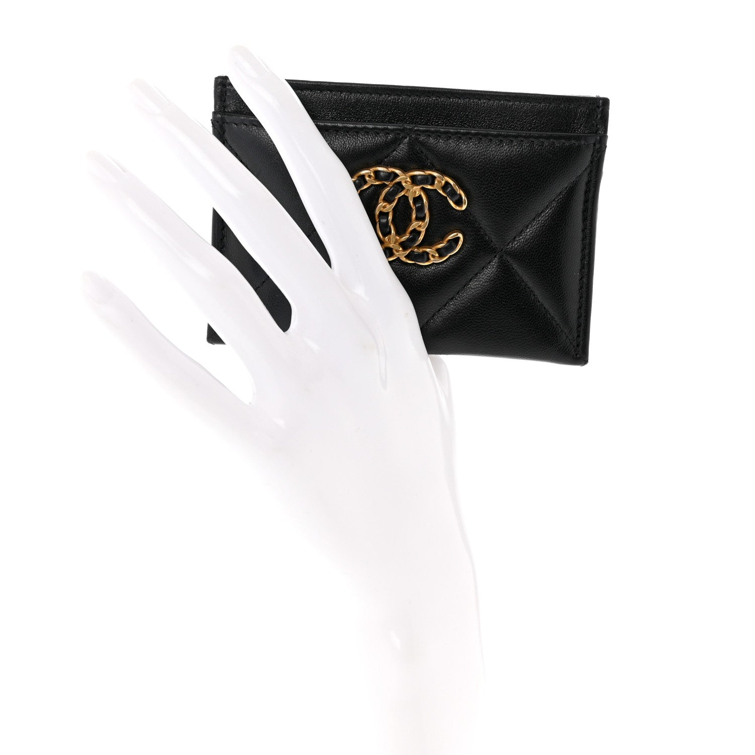 Chanel Lambskin Quilted Chanel 19 Card Holder Black 2 of 8