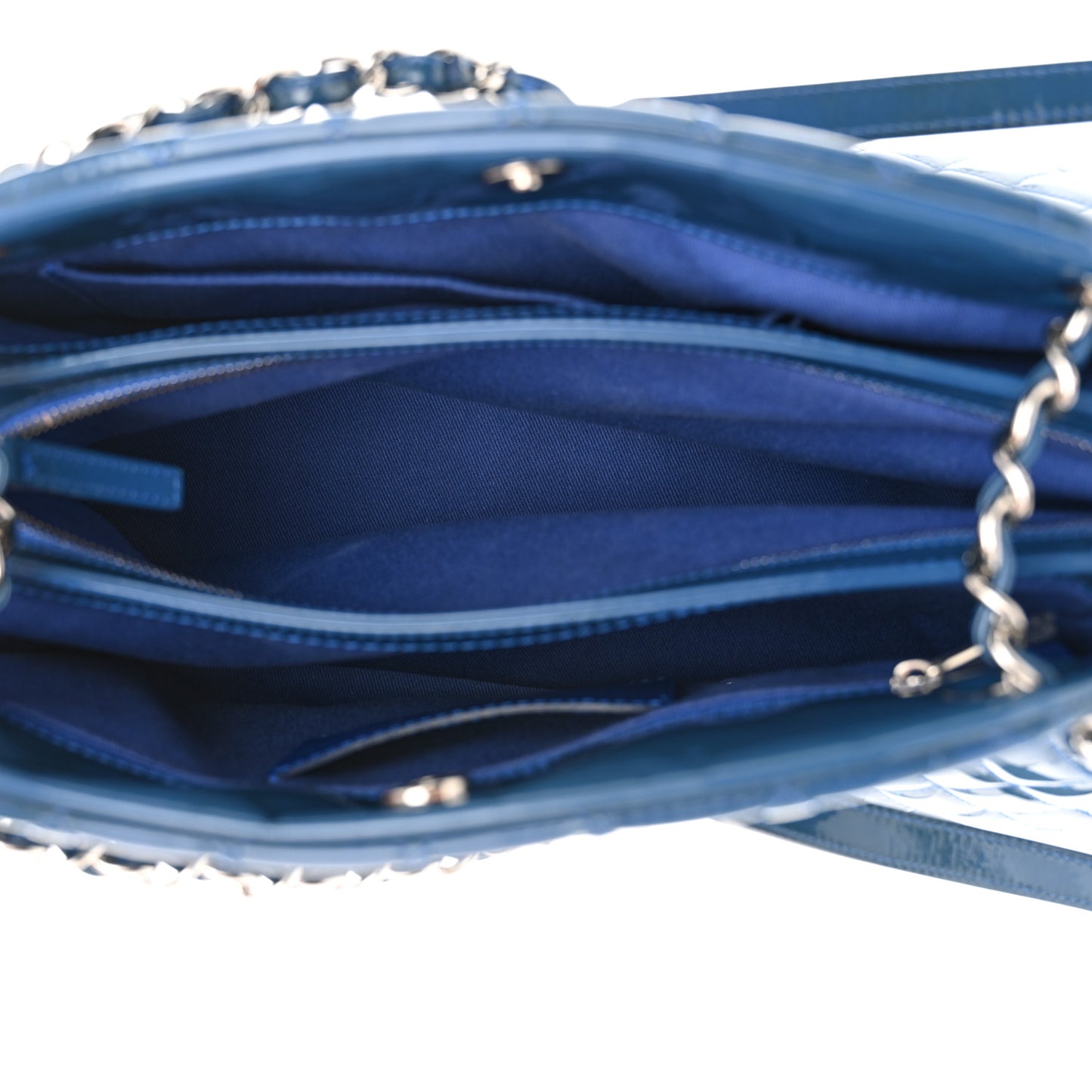 Patent Quilted Large Just Mademoiselle Bowling Bag Dark Blue