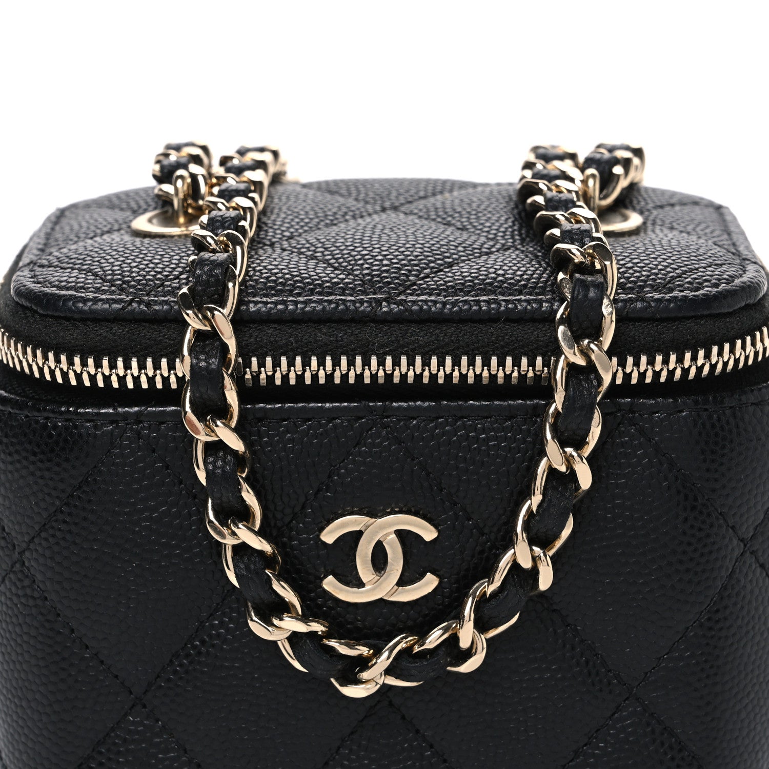 Chanel Caviar Quilted Mini Vanity Case With Chain Black 7 of 9