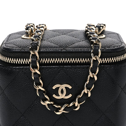 Chanel Caviar Quilted Mini Vanity Case With Chain Black 7 of 9