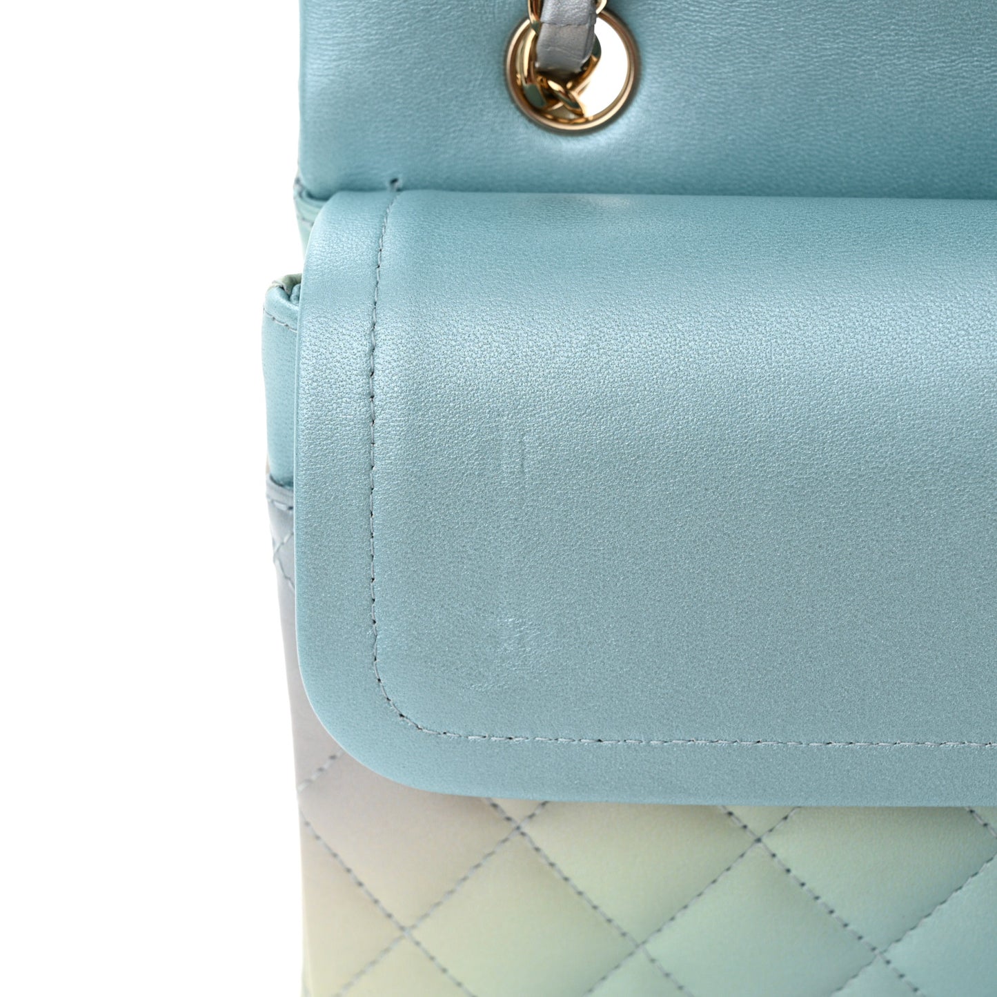 Lambskin Quilted Tie Dye Ombre Medium Double Flap Blue Multicolor