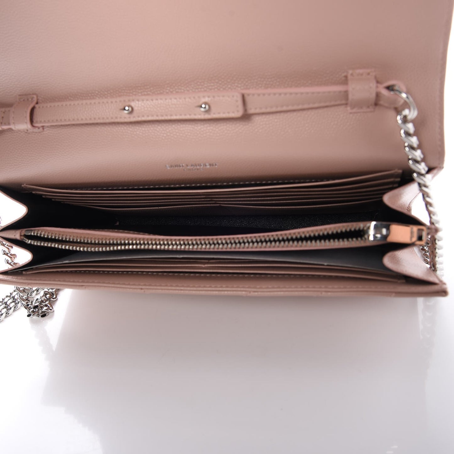 Grain De Poudre Matelasse Chevron Monogram Chain Wallet Pale Pink