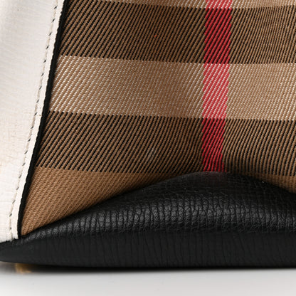 Burberry Derby Calfskin House Check Medium Bi-Color Banner Tote Natural Black 15 of 15