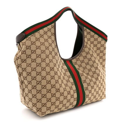 Gucci GG Monogram Web Large Giglio Tote Beige Brown 4 of 10