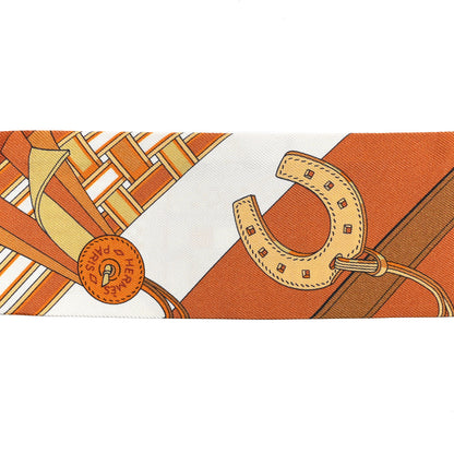 Hermes Silk Brides et Gris Twilly Caramel White Bronze 5 of 7