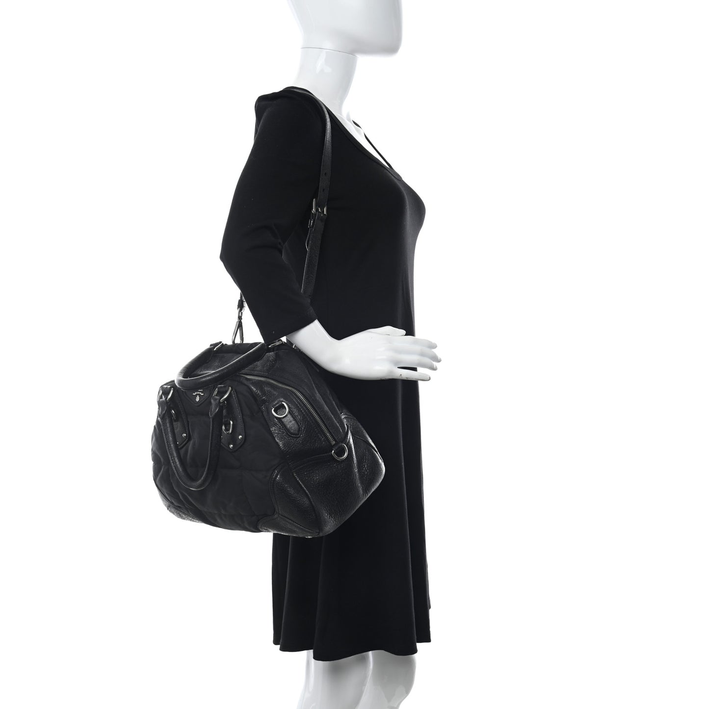 Nylon Quilted 24H Satchel Black