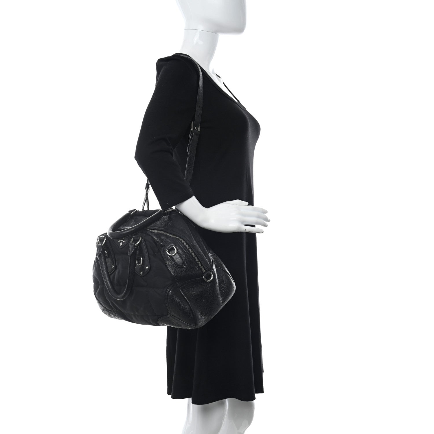 Prada Nylon Quilted 24H Satchel Black 2 of 15