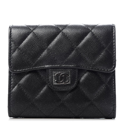 Chanel Iridescent Caviar Quilted Compact Flap Wallet Black 1 of 9