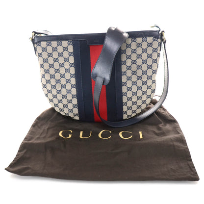 Gucci Monogram Vintage Web Medium Half Moon Hobo Navy 11 of 12