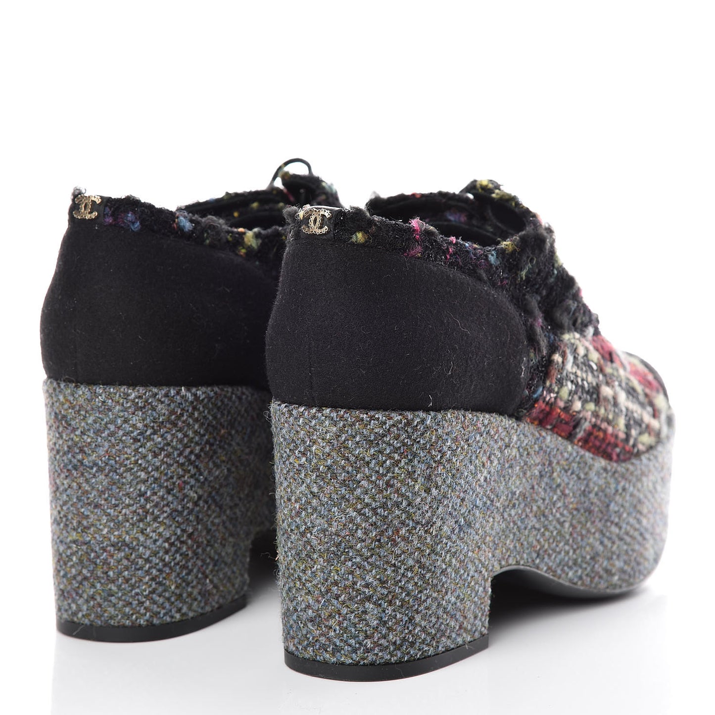 Tweed Lace Up Platform Oxford 40.5 Multicolor