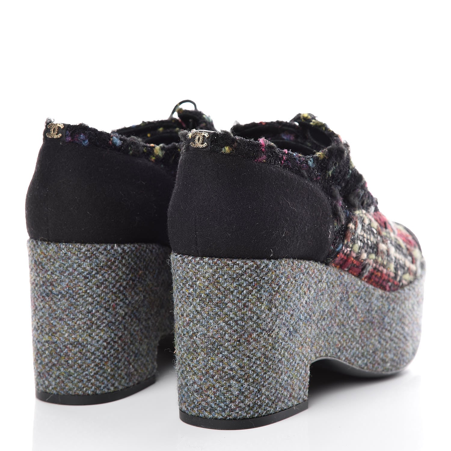 Chanel Tweed Lace Up Platform Oxford 40.5 Multicolor 4 of 8