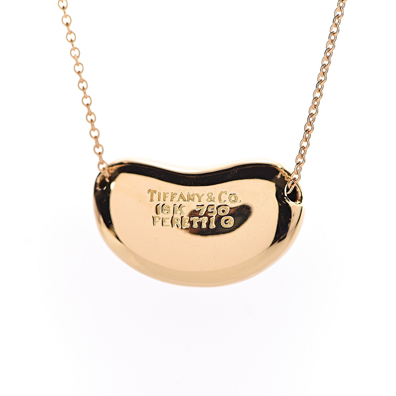 Tiffany 18K Yellow Gold 20mm Elsa Peretti Bean Pendant Necklace 5 of 6