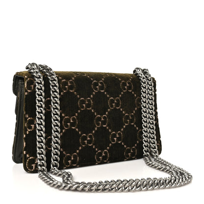 Gucci Velvet Moon Calfskin Crystal GG Monogram Small Dionysus Shoulder Bag Dark Olive Rose Gold 3 of 10