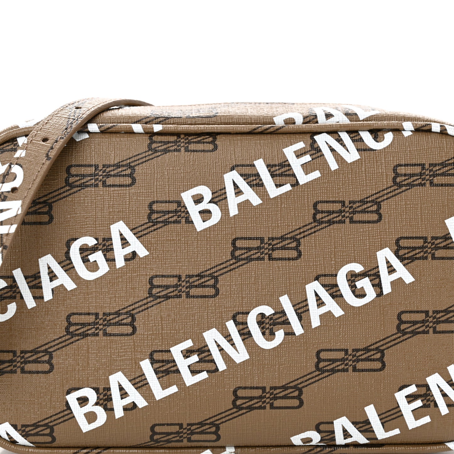 Coated Canvas BB Monogram Allover Logo Small Camera Bag Beige Brown Black
