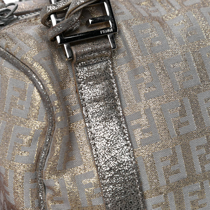Fendi Metallic Jacquard Zucchino Mini Forever Boston Gold Silver 34 of 41