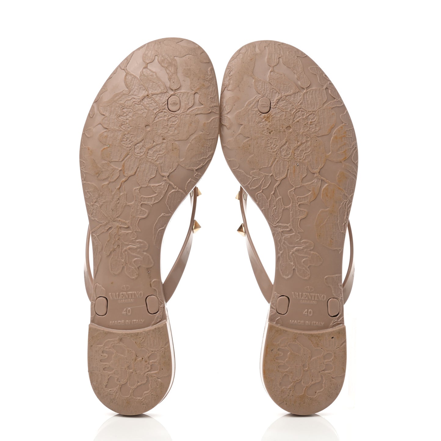 PVC Jelly Rockstud Bow Thong Sandals 40 Poudre