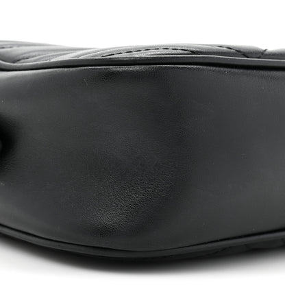 Gucci Calfskin Matelasse Monochrome Small GG Marmont Chain Shoulder Bag Black 9 of 12