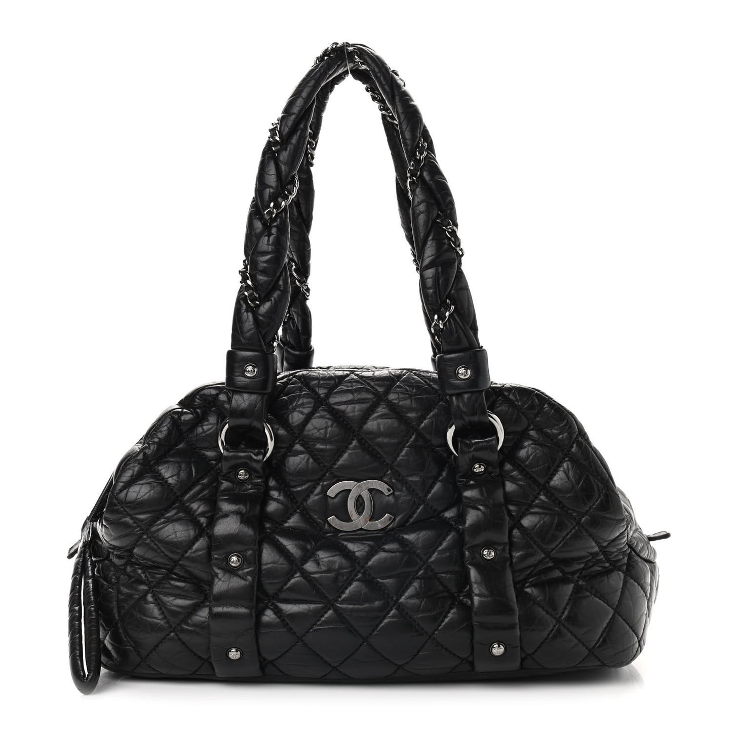 Lambskin Vintage Ligne Lady Braid Tote Black