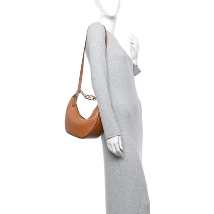 Valentino Garavani Grainy Calfskin Small Vlogo Moon Hobo Bag Saddle Brown 2 of 9