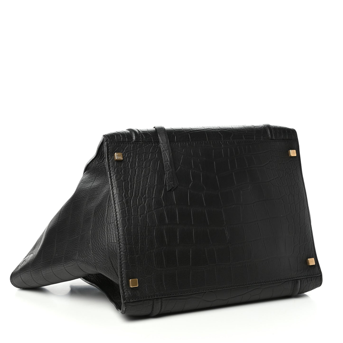 Crocodile Embossed Calfskin Medium Phantom Luggage Black