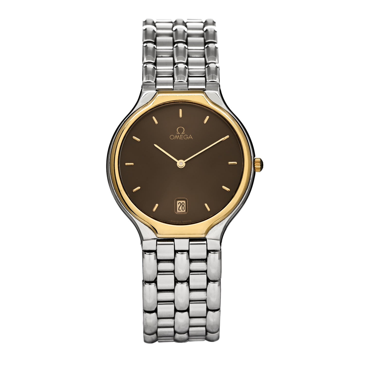 Omega Stainless Steel 18K Yellow Gold 32mm De Ville Prestige Quartz Watch Brown 396.1016 1 of 4