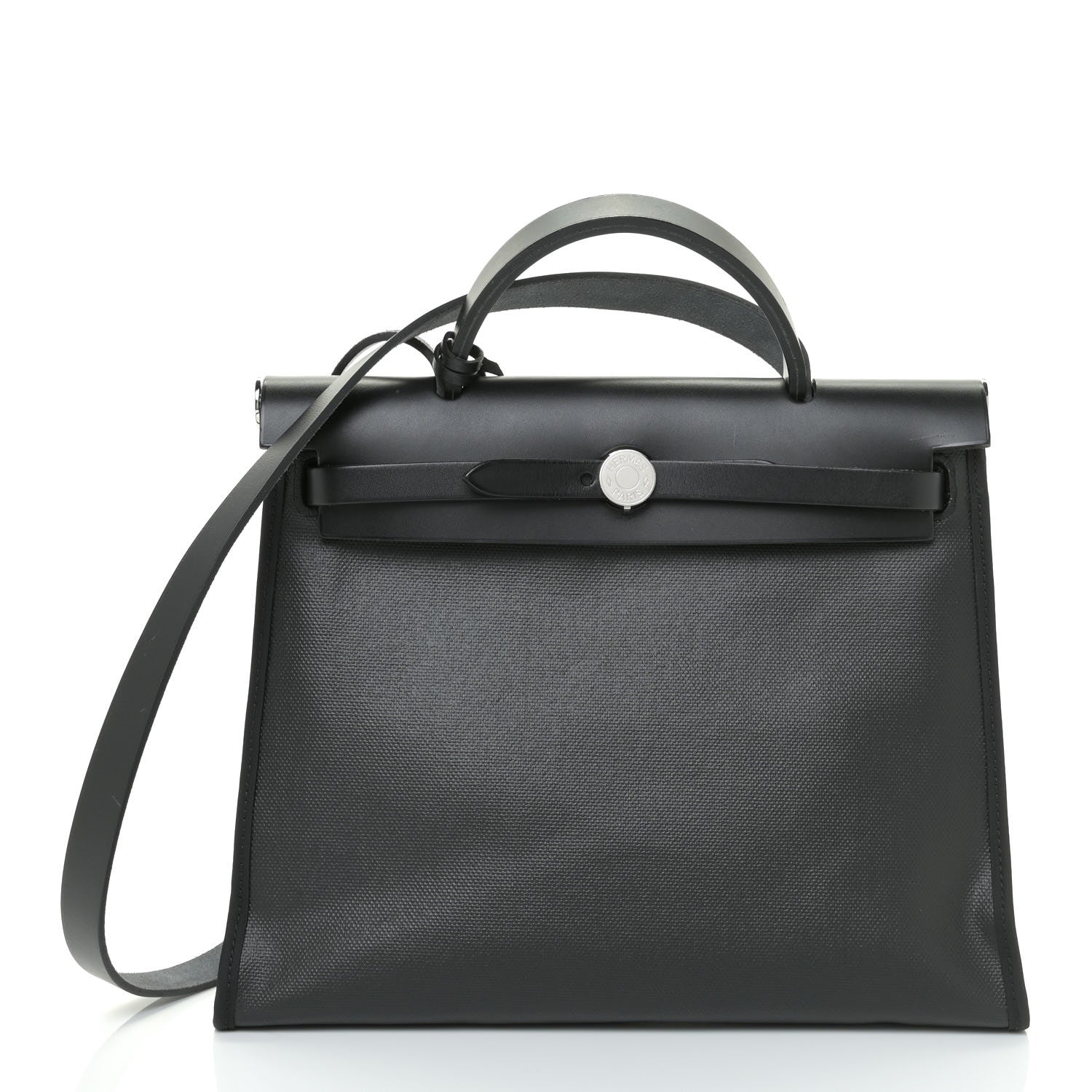 Hermes Toile H Berline Vache Hunter Herbag Zip PM 31 Black Ecru 3 of 10