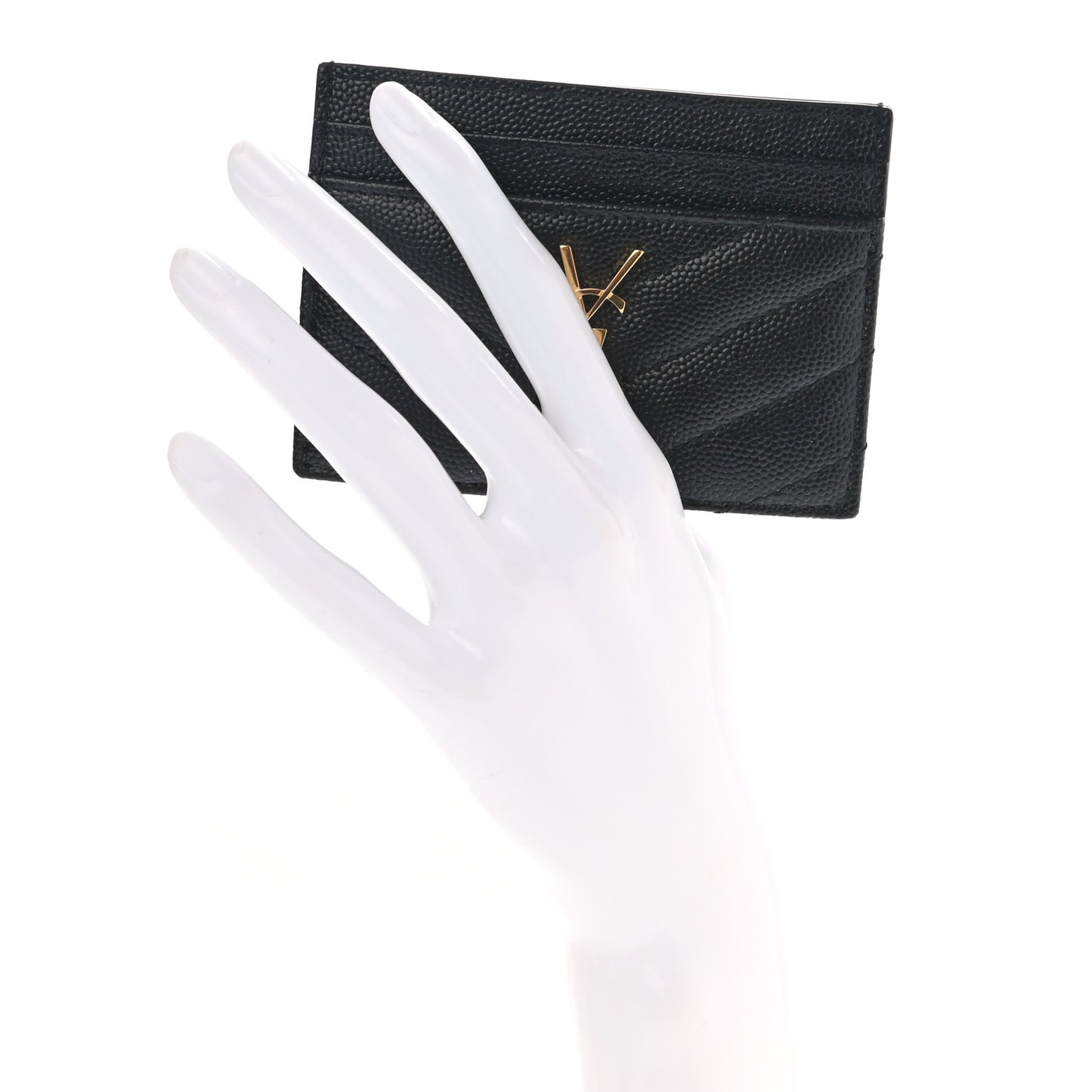 Grain De Poudre Matelasse Chevron Monogram Credit Card Case Black