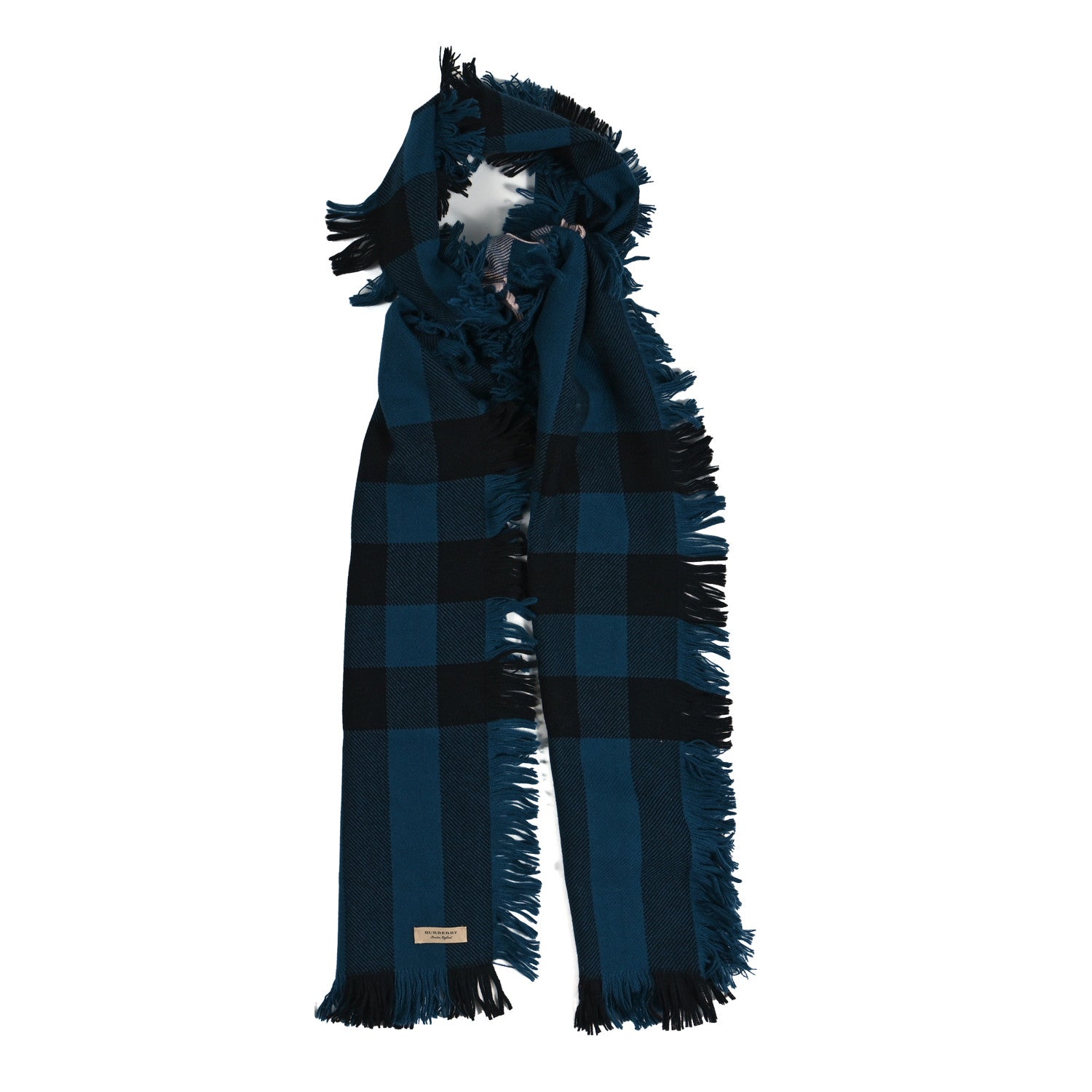 Burberry Wool Check Scarf Cobalt Blue 1 of 4