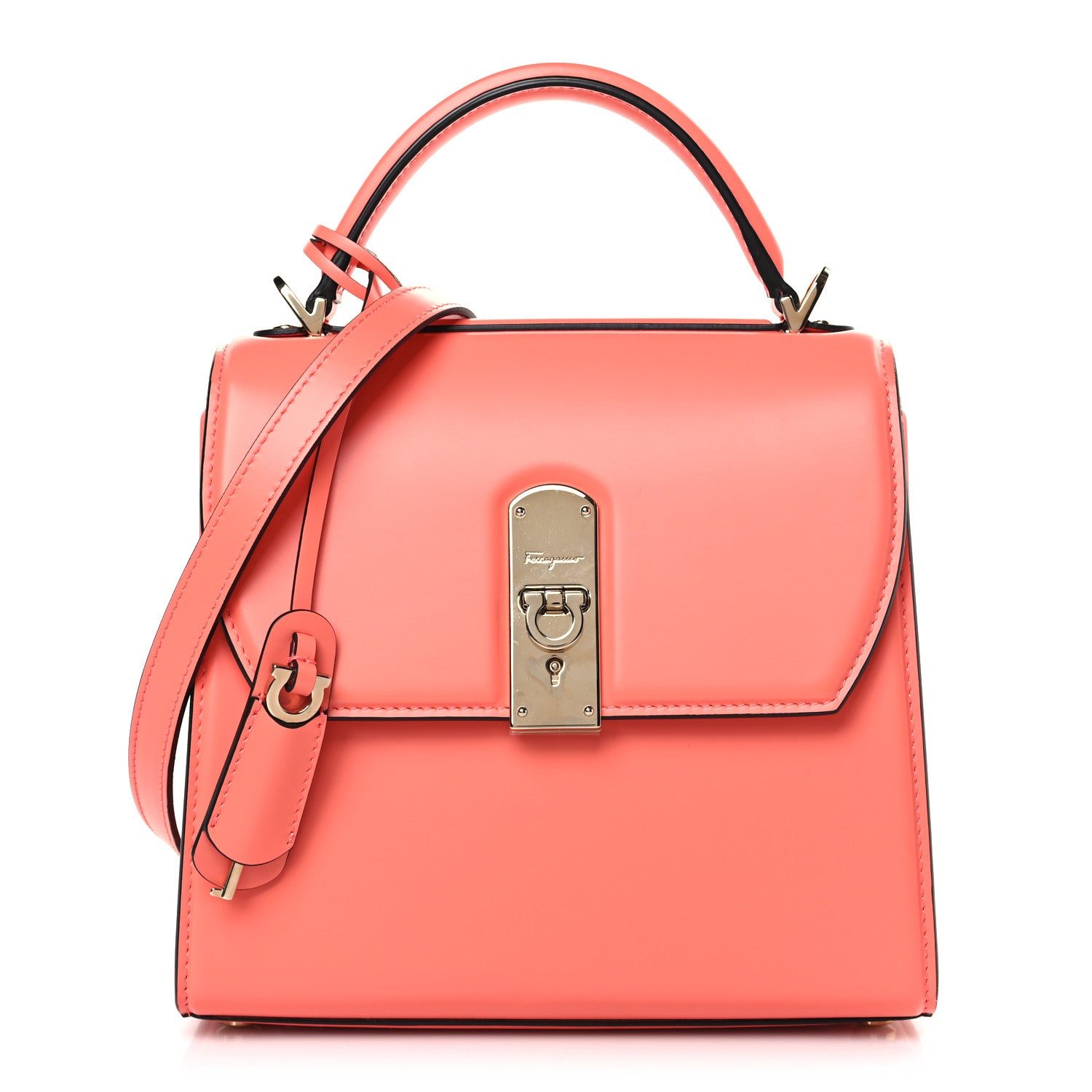Salvatore Ferragamo Smooth Calfskin Small Boxyz Orange 1 of 8