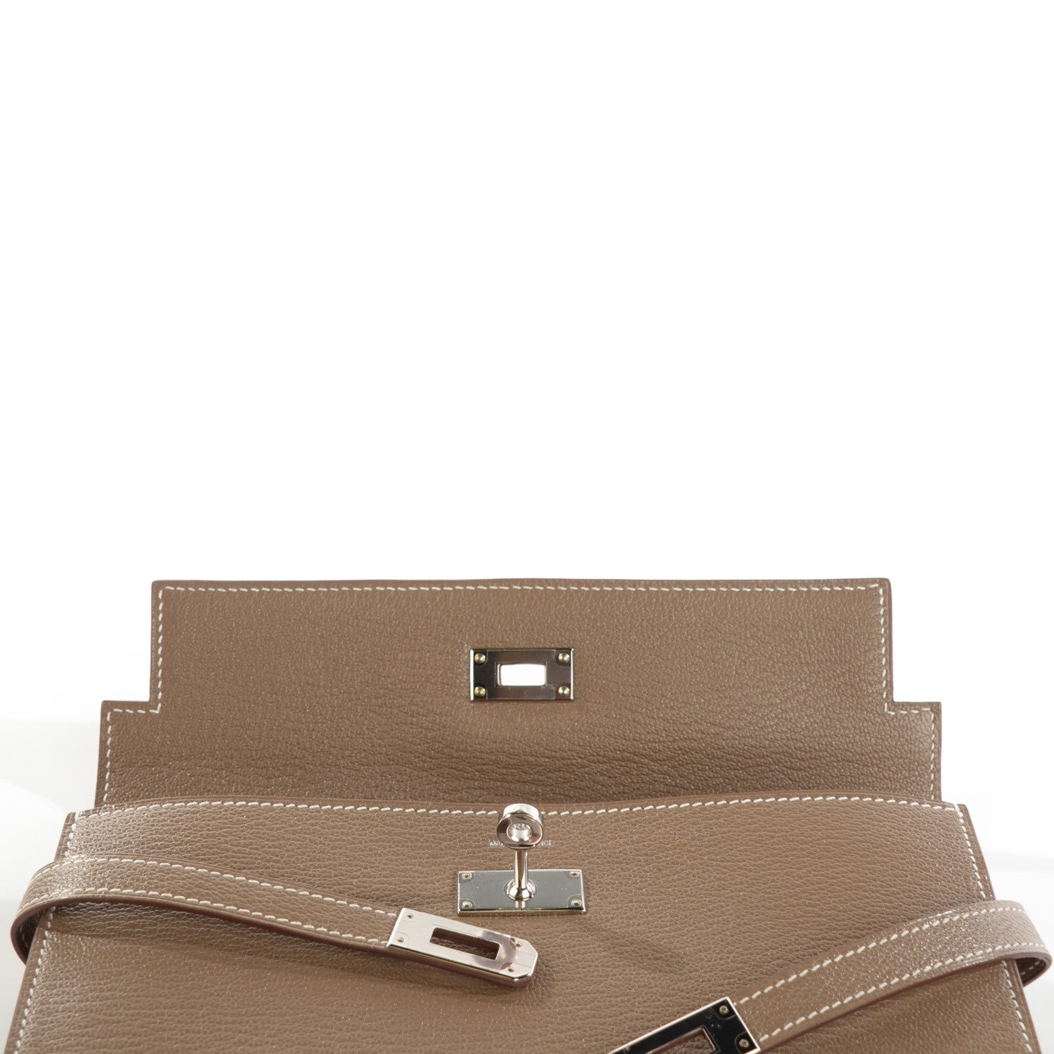 Hermes Chevre Mysore Kelly Longue Wallet Etoupe 10 of 12