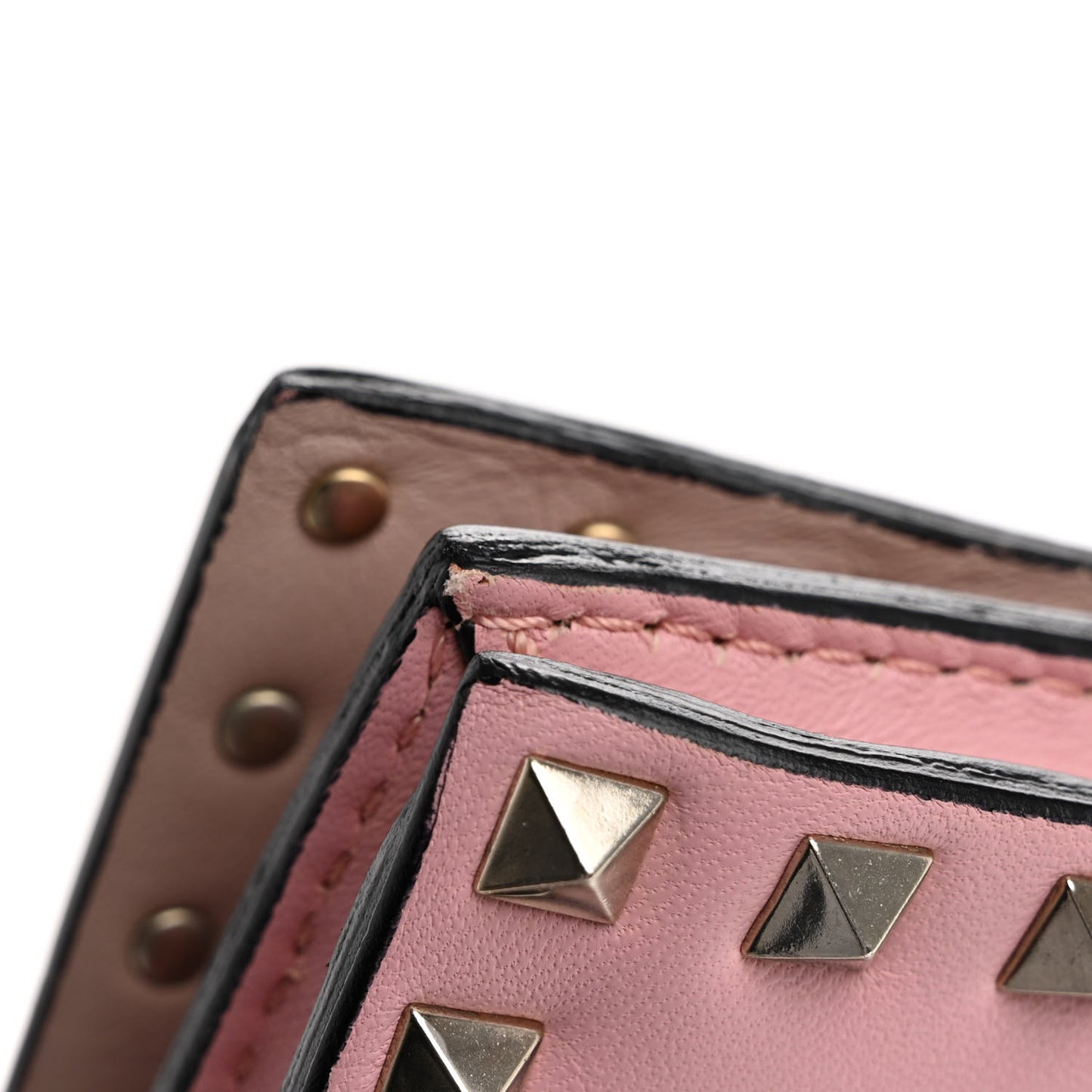 Nappa Rockstud Wristlet Clutch Water Rose