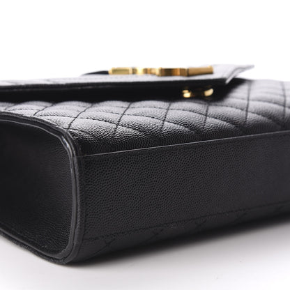 Saint Laurent Grain De Poudre Textured Mixed Matelasse Triquilt Medium Monogram Satchel Black 6 of 10