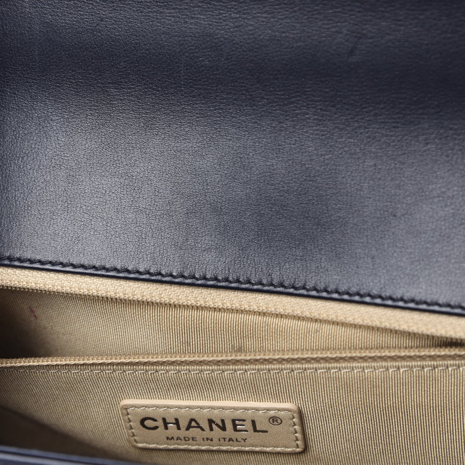 Chanel Calfskin Chevron Quilted Medium Boy Flap Navy Blue 11 of 16