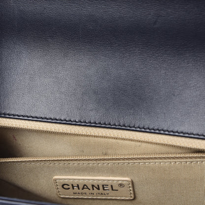 Chanel Calfskin Chevron Quilted Medium Boy Flap Navy Blue 11 of 16