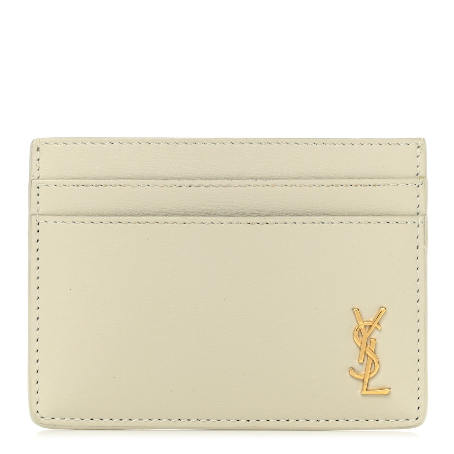 Calfskin Tiny Cassandre Credit Card Case Blanc Vintage