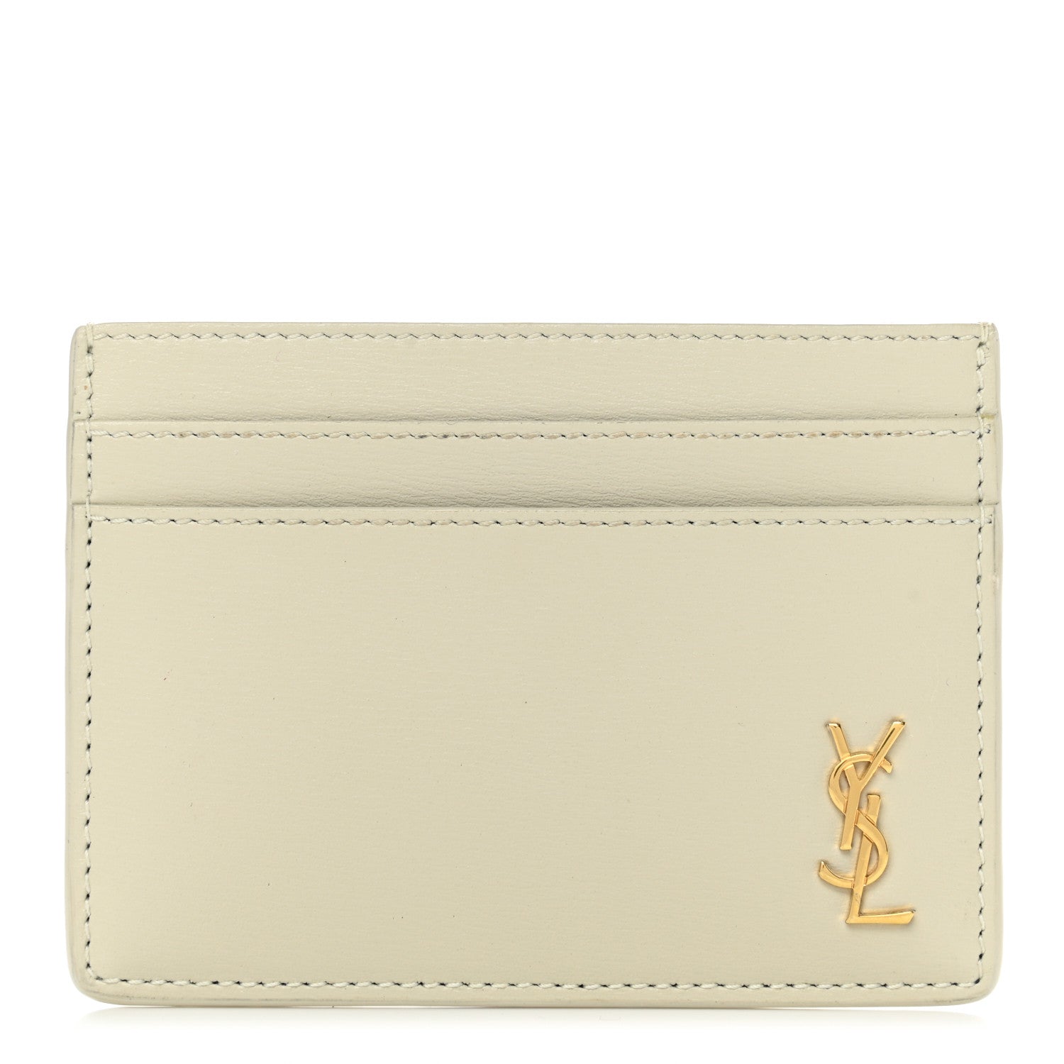 Saint Laurent Calfskin Tiny Cassandre Credit Card Case Blanc Vintage 1 of 7