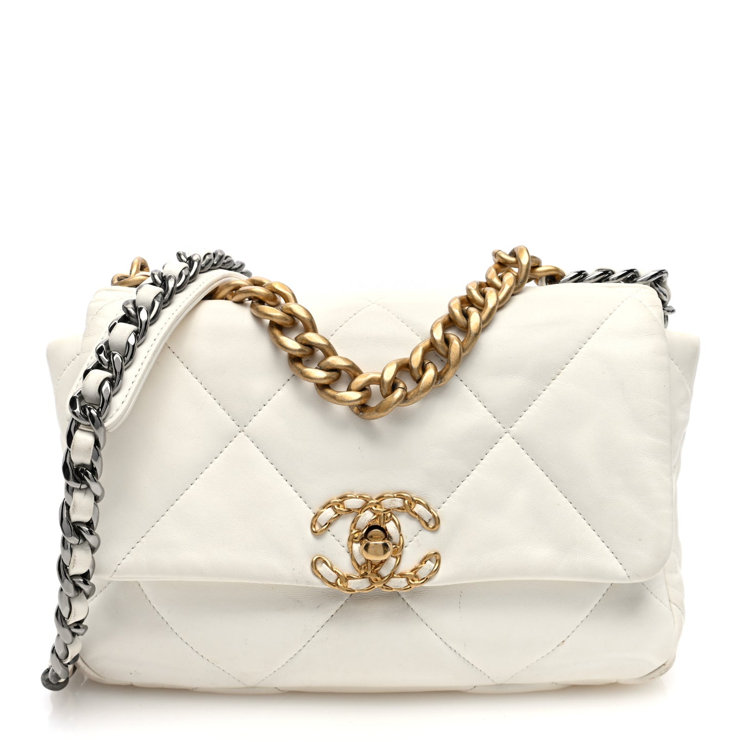 Lambskin Quilted Medium Chanel 19 Flap White