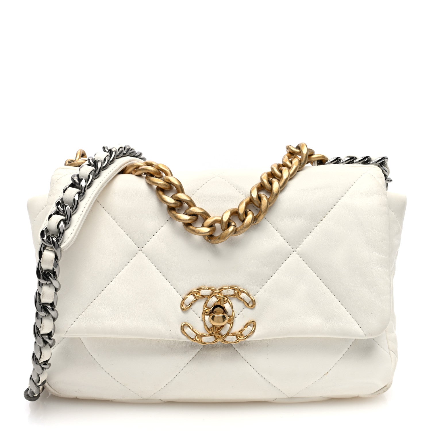 Chanel Lambskin Quilted Medium Chanel 19 Flap White 1 of 10