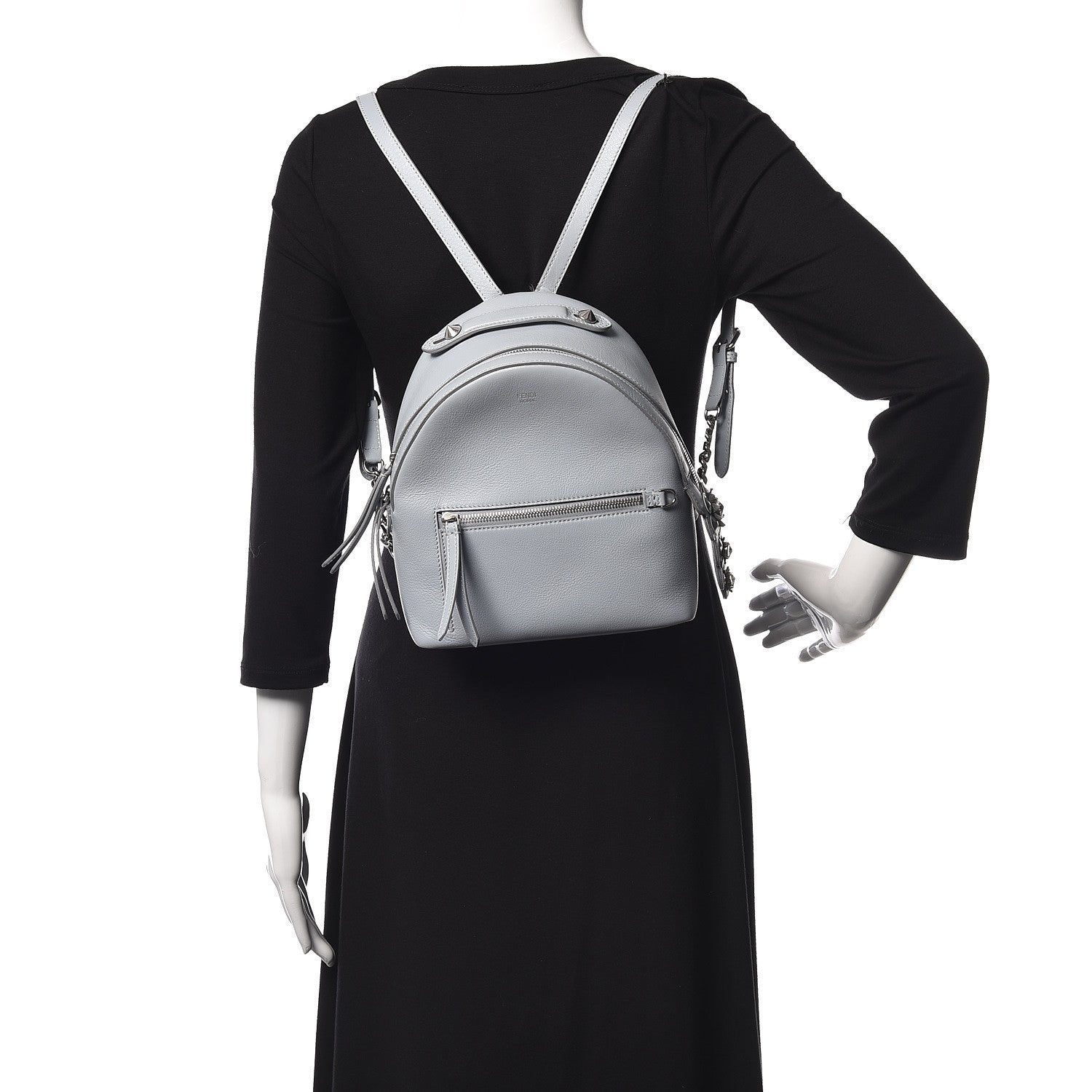 Fendi Vitello Dolce Crystal Flowerland Croc Tail Mini Backpack Grey 2 of 20