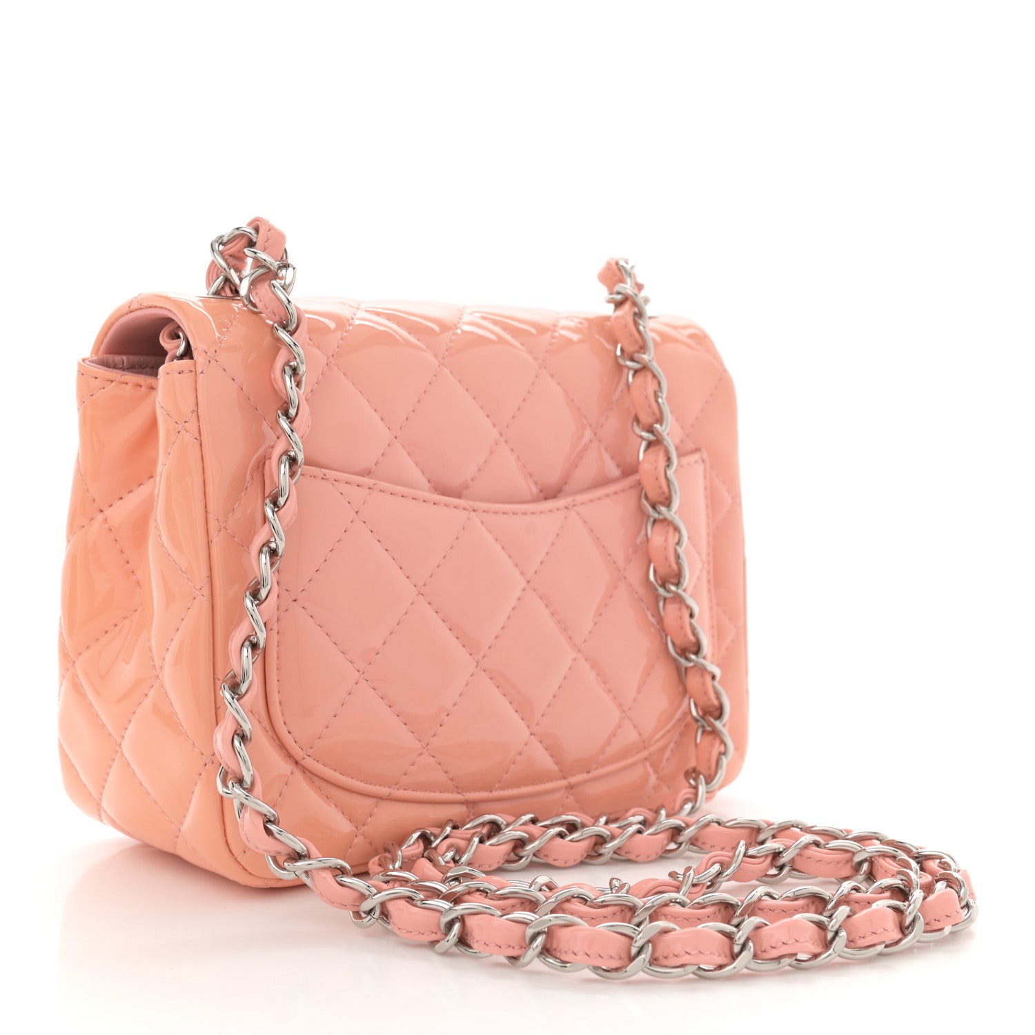 Chanel Patent Quilted Mini Square Flap Pink 3 of 11