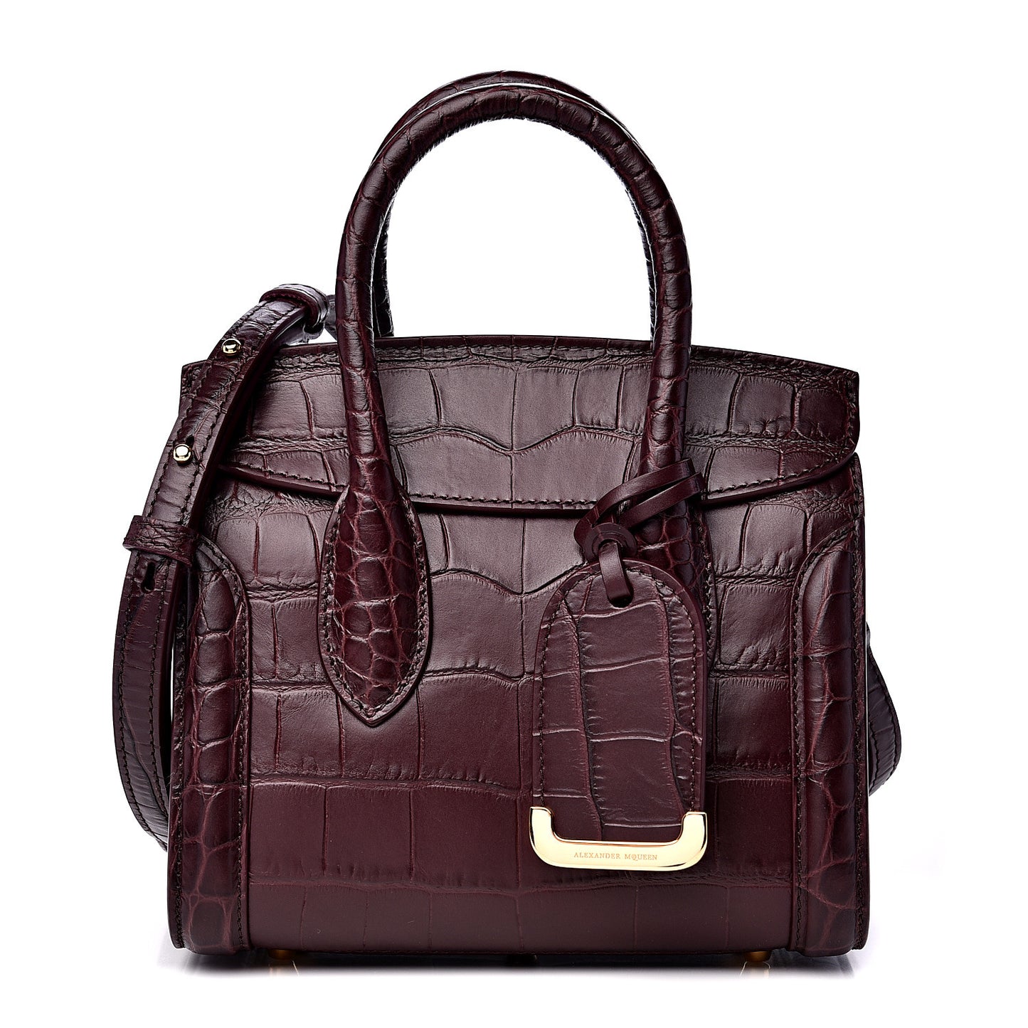 Calfskin Crocodile Embossed Mini Heroine 21 Burgundy