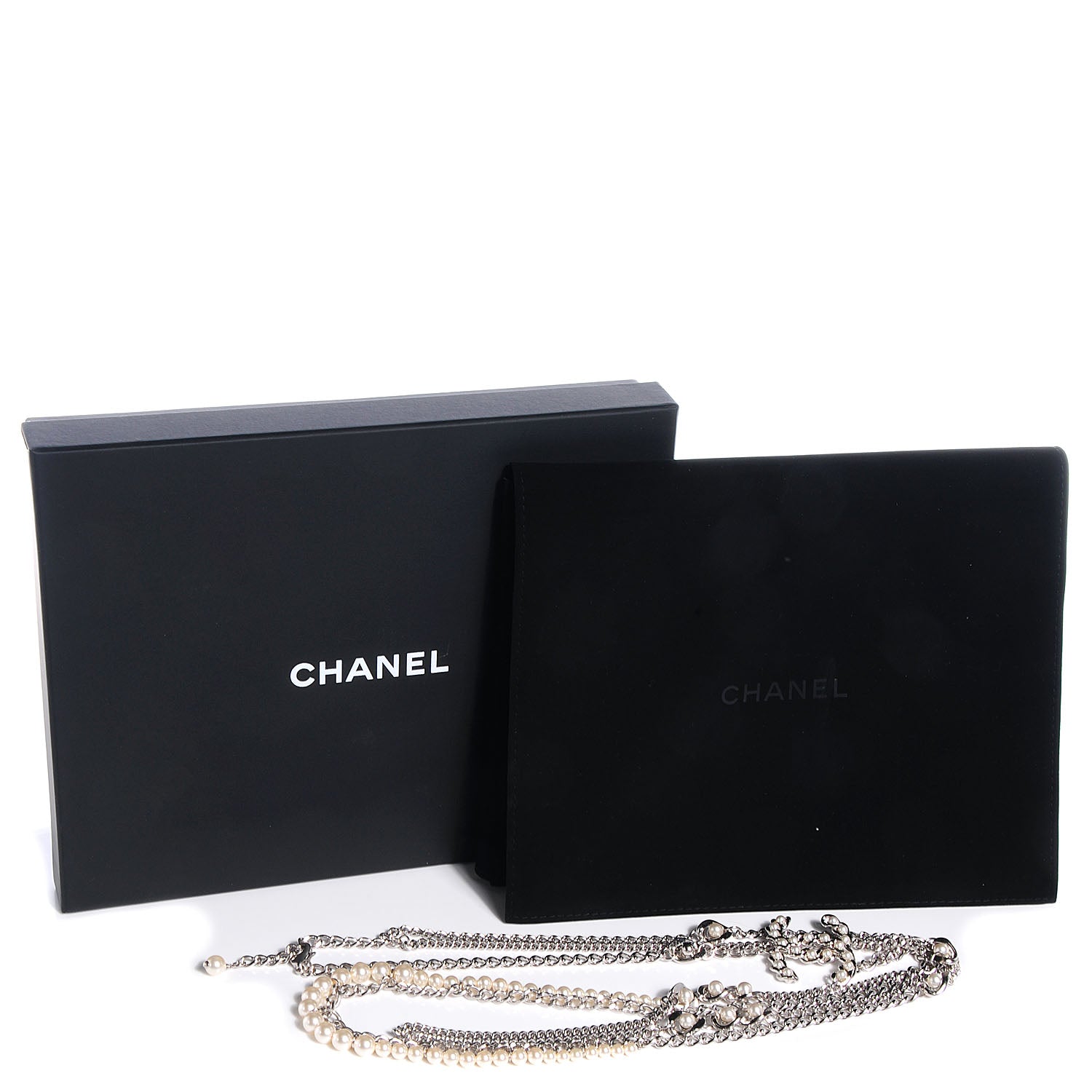 Chanel Pearl CC Long Chain Necklace Silver 6 of 6