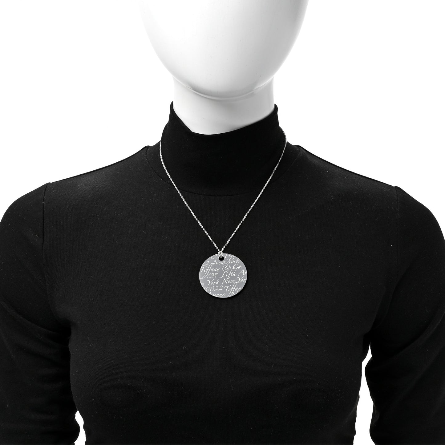 Sterling Silver Black Bone China Notes Round Pendant Necklace
