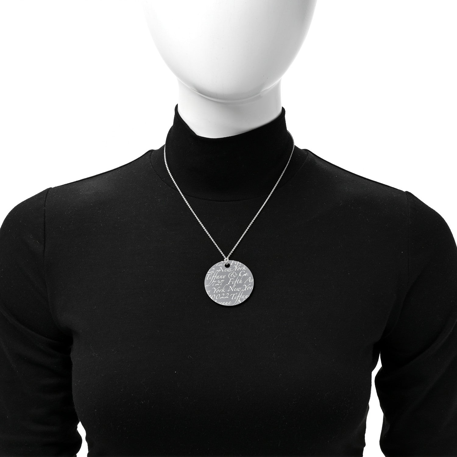 Tiffany Sterling Silver Black Bone China Notes Round Pendant Necklace 2 of 6