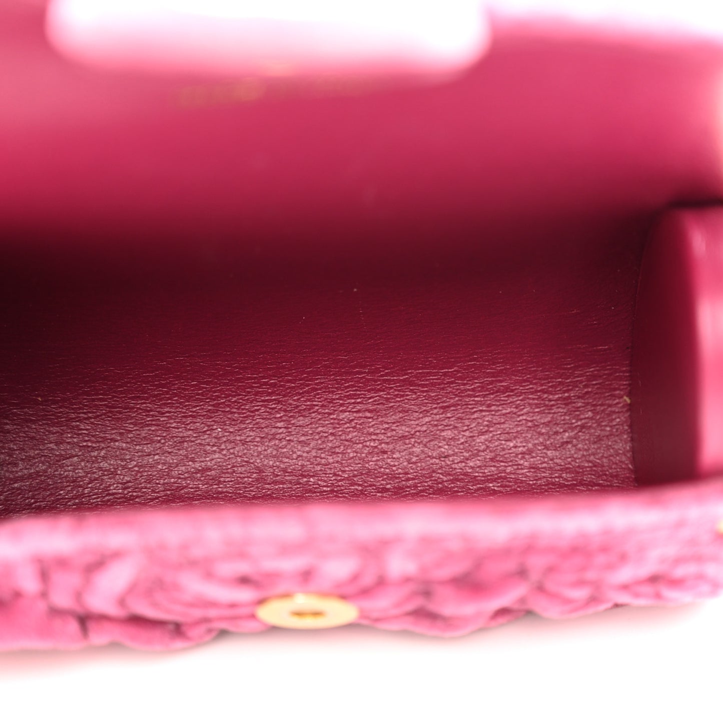 Velvet Camellia Embossed Jewel Belt Card Holder With Chain Pink